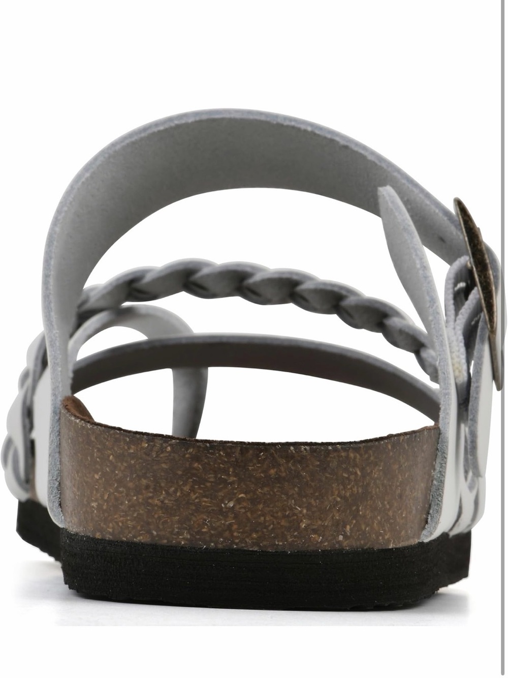 White Mountain Women's White Braided Toe-Ring Slide Sandals with Buckle - Picture 7 of 8